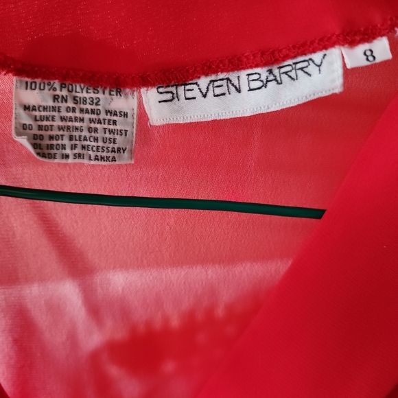 Vintage Women's Steven Barry Red Blouse size 8 - Picture 3 of 3